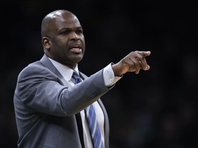 Indiana Pacers head coach Nate McMillan calls to his players during the first quarter of an NBA basketball game against the Boston Celtics in Boston, Wednesday, Jan. 9, 2019.