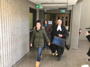 Renee Allison Webber, left, arrives at court in Halifax on Thursday, Jan. 17, 2019.