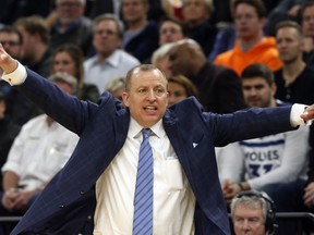 Minnesota Timberwolves head coach Tom Thibodeau directs his team against the Orlando Magic in the second half of an NBA basketball game Friday, Jan. 4, 2019, in Minneapolis.