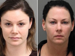 Jessica Leeann Fowler, 31, left, and Amber Nicole Harrell, 38, were charged with sexual battery after allegedly assaulting a transgender woman in a North Carolina bar's bathroom.
