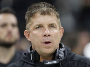 New Orleans Saints head coach Sean Payton is seen during the first half the NFL football NFC championship game against the Los Angeles Rams, Sunday, Jan. 20, 2019, in New Orleans.