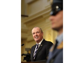 New Jersey Gov. Phil Murphy delivers remarks during his first State of the State address, Tuesday, Jan. 15, 2019, in Trenton, N.J.