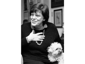 FILE - In this Feb. 27, 1984 file photo, actress Kaye Ballard appears with her dog, Big Shirley during an interview in her New York apartment. Marguerite Gordon, a friend of Ballard says the actress of the TV series "The Mothers-in-Law," died Monday, Jan. 21, 2019, at her home in Rancho Mirage, Calif. she was 93. A boisterous comedian and singer as well as an actress, Ballard appeared in Broadway musicals and nightclubs from New York to Las Vegas.