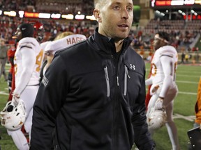FILE - In this Nov. 10, 2018 file photo Texas Tech coach Kliff Kingsbury walks off the field after the team's NCAA college football game against Texas in Lubbock, Texas. The Arizona Cardinals have hired Kingsbury, a move aimed at providing guidance for young quarterback Josh Rosen and resuscitating the worst offense in the NFL. The Cardinals announced the hiring Tuesday, Jan. 8, 2018 after a long interview earlier in the day.