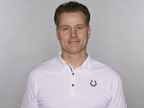 File-This is a 2018 file photo of Matt Eberflus of the Indianapolis Colts NFL football team. The Browns have interviewed Indianapolis defensive coordinator Matt Eberflus, who padded his coaching resume Saturday with an impressive playoff performance. Eberflus met with Cleveland general manager John Dorsey and other members of the Browns front office one day after his defense bottled up Houston quarterback Deshaun Watson in the Colts' 21-7 win in an AFC wild-card game. (AP Photo)