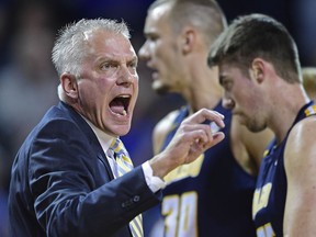 Toledo head coach Tod Kowalczyk reacts to a call during the first half of an NCAA college basketball game against Buffalo, Tuesday, Jan. 8, 2019, in Amherst, New York.