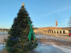 A "Tree of Hope" for teenager Jayme Closs is seen outside her school, Riverview Middle School in Barron, Wis, on Friday, Jan. 11, 2019.   Closs disappeared in October after her parents were killed inside their home. She was found Thursday, Jan. 10 in a town about an hour's drive away after approaching a woman walking her dog, saying she'd been held against her will.