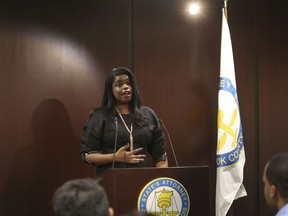 Chicago prosecutor Kim Foxx has asked any possible victims or witnesses of alleged abuse by singer R. Kelly to contact her office Tuesday, Jan. 9, 2019, in Chicago. The Cook County State's Attorney spoke to reporters Tuesday after watching a recent Lifetime documentary examining a history of abuse allegations against the R&B star. Kelly, who turned 52 on Tuesday, has denied wrongdoing.
