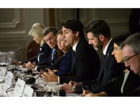 Prime Minister Justin Trudeau participates in a roundtable discussion with the Federation of Canadian Municipalities' Big City Mayors' Caucus, and delivers brief opening remarks in Ottawa on Monday, Jan. 28, 2019.