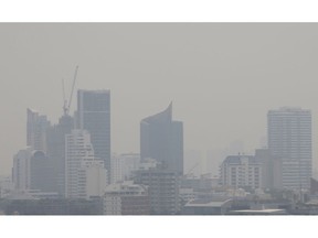 Bangkok's cityscape is covered in thick smog Wednesday, Jan. 30, 2019. More than 400 schools in Thailand's capital, Bangkok, have been shut as several weeks of dangerously unhealthy air pollution causes increasing concern.