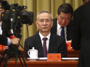 FILE - In this Jan. 2, 2019, file photo, Chinese Vice Premier Liu He attends an event to commemorate the 40th anniversary of the Message to Compatriots in Taiwan at the Great Hall of the People in Beijing. China's economy czar, Liu will visit Washington on Jan. 30-31 for talks aimed at ending a costly tariff war over U.S. complaints about Beijing's technology ambitions.