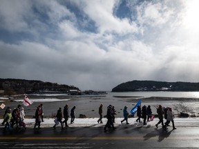 People take part in this year's Women's March in Sandy Cove, N.S. on Saturday, January 19, 2019.
