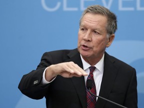 FILE - In this Dec. 4, 2018, then Ohio Gov. John Kasich speaks at The City Club of Cleveland, in Cleveland.  Kasich, now Ohio's ex-governor, has landed himself a talent agent as the potential 2020 presidential candidates contemplates his future.