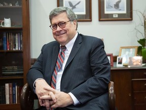 FILE - In this Jan. 9, 2019, photo, President Donald Trump's attorney general nominee, William Barr, meets with Senate Judiciary Committee Chairman Chuck Grassley, R-Iowa, on Capitol Hill in Washington. As he did almost 30 years ago, Barr is appearing before the Senate Judiciary Committee to make the case he's qualified to serve as attorney general.