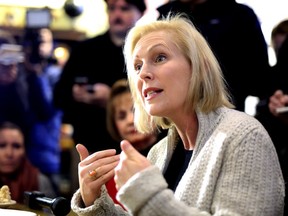 Sen. Kirsten Gillibrand, D-N.Y., meets with residents at the Pierce Street Coffee Works cafe, in Sioux City, Iowa, Friday, Jan. 18, 2019. Advocates for gender equality are gearing up for at least four women to compete for the Democratic nomination to take on President Donald Trump in 2020.