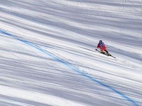 Austria's Ramona Siebenhofer competes during an alpine ski, women's World Cup downhill in Cortina D'Ampezzo, Italy, Saturday, Jan. 19, 2019.