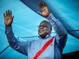 In this file photo taken on December 21, 2018 Democratic Republic of Congo's Union for Democracy and Social Progress (Union pour la Democratie et le Progres Social - UDPS) party leader and presidential candidate Felix Tshisekedi waves to the crowd.