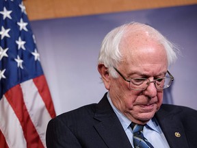 Bernie Sanders, I-VT, speaks on December 13, 2018, after the Senate voted to withdraw support for Saudi Arabia's war in Yemen,  at the US Capitol in Washington, DC.