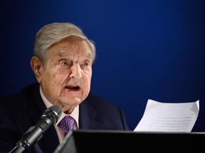 George Soros delivers a speech on the sideline of the World Economic Forum (WEF) annual meeting, on January 24, 2019 in Davos, eastern Switzerland.