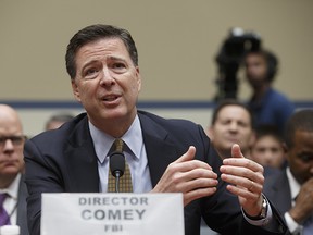 The FBI director James Comey testifies before the House Oversight Committee on July 7, 2016, explaining his agency's recommendation to not prosecute Hillary Clinton.