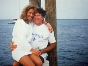 Gary Hart, then the married front runner for the Democratic presidential nomination in the U.S., is seen in 1987 with his much younger girlfriend Donna Rice.
