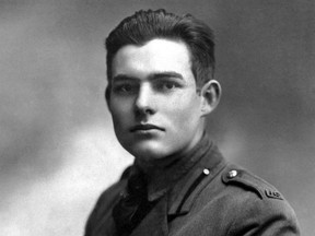 Hemingway pictured in uniform in Milan, Italy in 1918.
