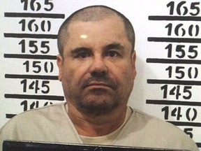 In this Jan. 8, 2016 file photo released by Mexico's federal government, Mexico's drug lord Joaquin "El Chapo" Guzman stands for his prison mug shot with the inmate number 3870 at the Altiplano maximum security federal prison in Almoloya, Mexico.