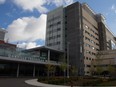 Main public entrance to the Oakville-Trafalgar Hospital in Oakville, Ontario.