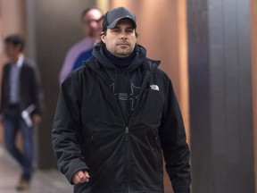 Danny Arsenault, accused of criminal harassment of Charlotte Bouchard, sister of tennis player Eugenie Bouchard, leaves the courtroom in Montreal on Thursday, January 10, 2019.