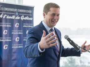 Conservative Leader Andrew Scheer responds to a question during a news conference in Montreal on Monday, January 21, 2019.
