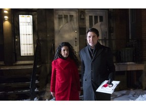 Prime Minister Justin Trudeau campaigns for the next byelection with candidate Rachel Bendayan in Montreal on Monday, January 28, 2019.