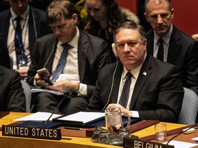 Mike Pompeo, U.S. secretary of state, attends a United Nations Security Council meeting in New York on Saturday.