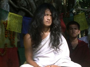 In this file photo taken on November 21, 2008 Nepali spiritual leader Ram Bahadur Bomjan, dubbed "Buddha Boy", sits under a tree before an audience gathered to listen to his sermon in Ratanpuri in Bara District, some 100km (62 miles) south of Kathmandu.