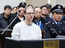 Canadian Robert Schellenberg during his retrial on drug trafficking charges at a court in Dalian in China's Liaoning province on Jan. 14, 2019.