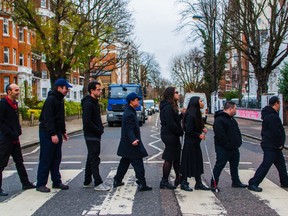 Israel's popular Shalva Band strikes a familiar pose on Abbey Road during a visit to England.