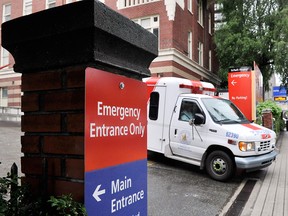 The emergency entrance at St. Paul's Hospital in Vancouver is  seen in a file photo from June 24, 2009.
