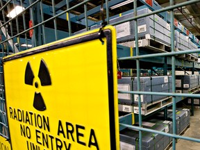 Uranium fuel rods are seen stored in travelling cases in a closed-off area of a nuclear power plant in Tiverton, Ont., in a file photo from April 28, 2008.