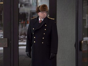 Suspended Vice-Admiral Mark Norman leaves court following a hearing on access to documents in Ottawa, Friday, Nov. 23, 2018.