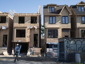 Houses under construction in Toronto on Friday, June 26, 2015.