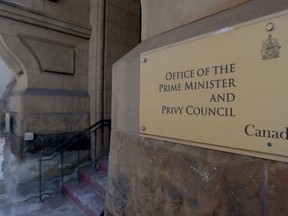 The main door to the Office of the Prime Minister and Privy Council office is seen in Ottawa, Monday, Feb.18, 2019. The legal tool at the heart of the scandal that erupted in the Prime Minister's Office was far more unassuming last year on its way into Canadian law.