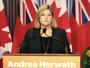 Ontario NDP Leader Andrea Horwath releases confidential government health care documents on Feb. 4, 2019.