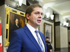 Conservative Leader Andrew Scheer holds a press conference on Parliament Hill on Feb. 8, 2019. Scheer called for committee hearings into allegations of political influence into SNC-Lavalin’s criminal case.
