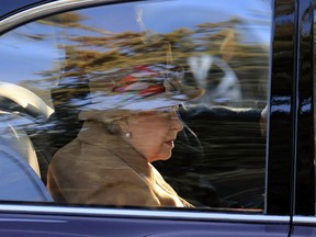 Britain's Queen Elizabeth attends a service at St Peter's church in Wolferton, near the Sandringham Estate in England, Sunday, Jan. 20, 2019.
