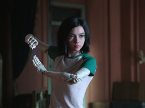 This image released by Twentieth Century Fox shows the character Alita, voiced by Rosa Salazar, in a scene from "Alita: Battle Angel." (Twentieth Century Fox via AP)