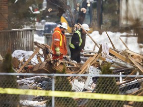 Rubble seen by the scene by an early morning house explosion in Caledon Village area of Maple Grove Road, near Highway 10 and Charleston Sdrd. on Sunday February 3, 2019.