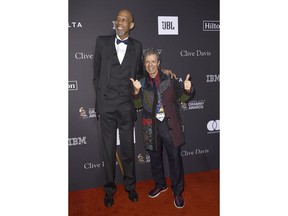 Kareem Abdul-Jabbar, left, and Chick Corea arrive at the Pre-Grammy Gala And Salute To Industry Icons at the Beverly Hilton Hotel on Saturday, Feb. 9, 2019, in Beverly Hills, Calif.