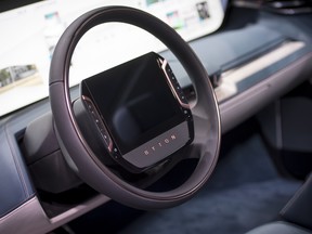The Byton electric concept vehicle interior is displayed during the 2018 Consumer Electronics Show (CES) in Las Vegas, Nevada, U.S., on Wednesday, Jan. 10, 2018.
