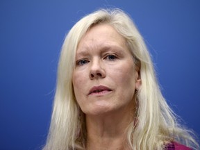 This Nov. 5, 2013 file photo, shows Anna Lindstedt, Sweden's ambassador to China during a press conference in Stockholm.