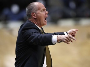Colorado head coach Tad Boyle directs his team against Arizona in the first half of an NCAA college basketball game Sunday, Feb. 17, 2019, in Boulder, Colo.