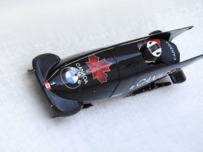 Canada's Justin Kripps and Cameron Stones compete during the first run of the two-man Bobsled World Cup race in Igls, near Innsbruck, Austria, Saturday, Jan. 19, 2019. Canada's bobsleigh and skeleton teams return to their Calgary home track for the final World Cup of the season before the world championships in Whistler, B.C.